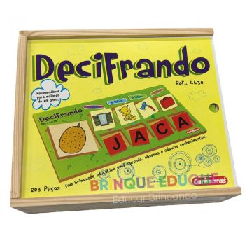 Decifrando Jogo Educativo 203 Peças Madeira 